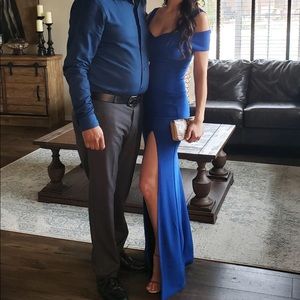 Blue long dress with slit